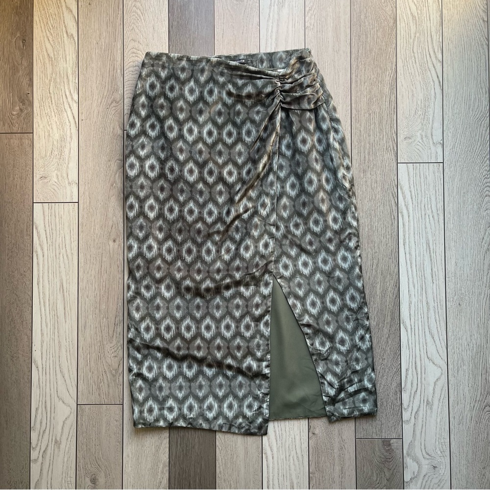 Zara Asymmetrical Skirt in Gray and Cream